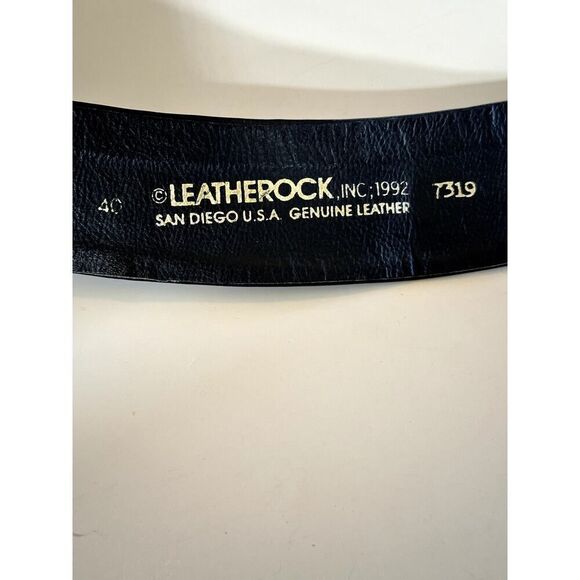 LEATHEROCK Women's 90s Vintage Retro Textured Leather Wide Belt Brown Size 40 - Picture 2 of 9